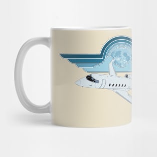 Bombardier Challenger 350 Jet Night Flight Pilot Wings Retro Aviation Design Mug